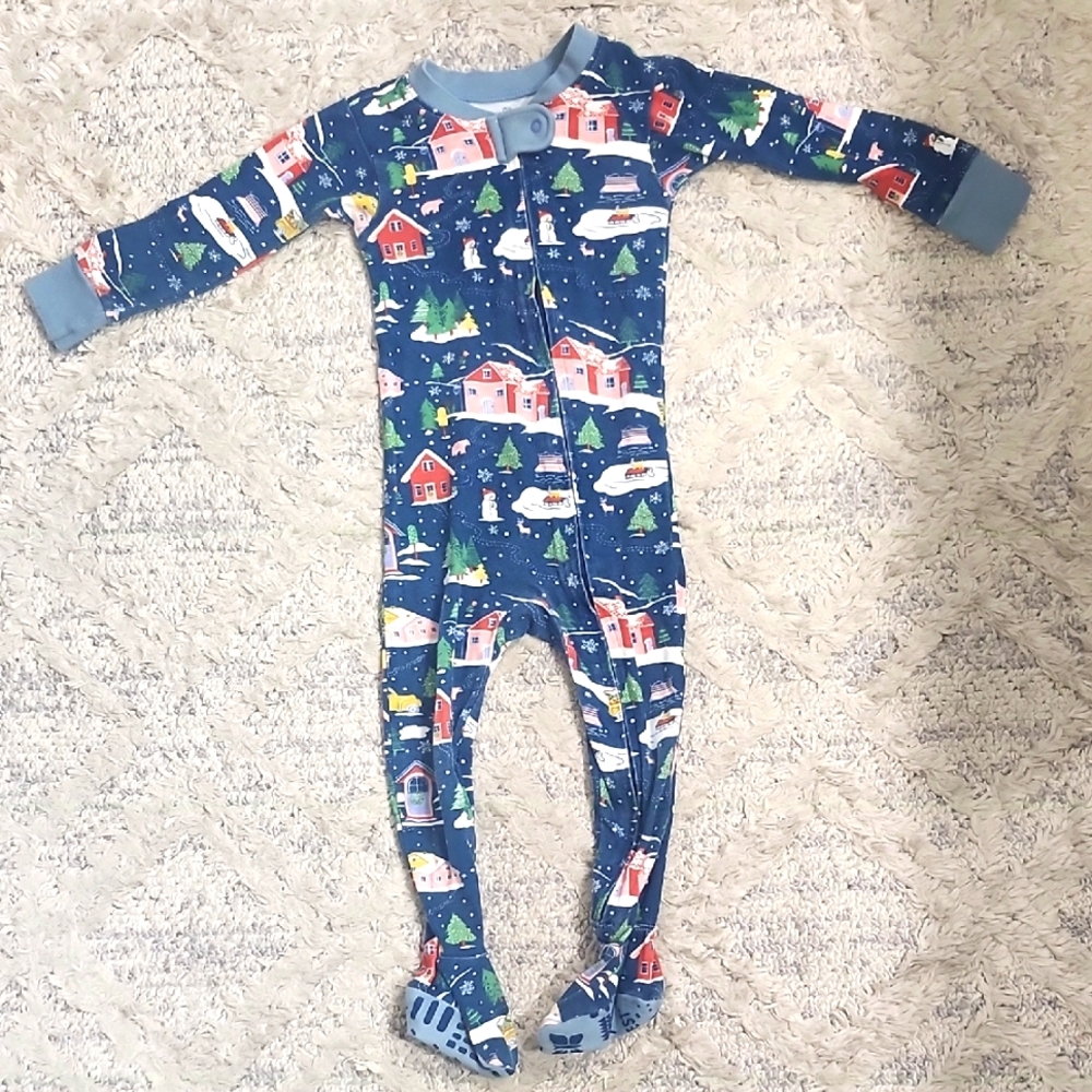 HonestBaby Organic Cotton Footed Holiday Christmas Pajamas Sleeper Size 18 month